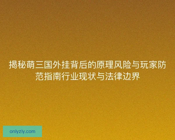 揭秘萌三国外挂背后的原理风险与玩家防范指南行业现状与法律边界