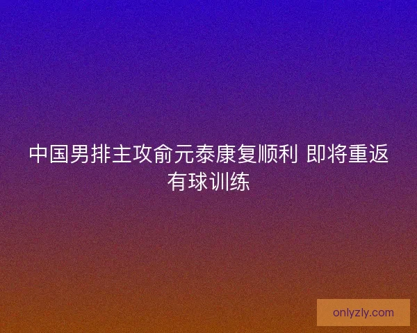 中国男排主攻俞元泰康复顺利 即将重返有球训练